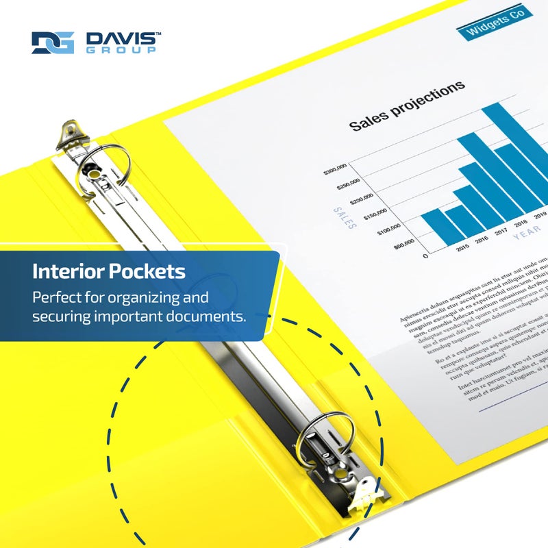Davis Group Easyview Premium 3-Ring Binders with Clear-View Covers and Round Rings, Binders for School or Office, 2 Inch, Pack of 6, Yellow - Image 5